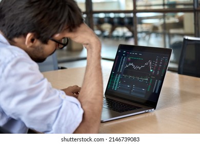 Stressed Business Man Crypto Trader Broker Investor Analyzing Stock Exchange Market Crypto Trading Decreasing Chart Data Fall Down Loss Desperate About Losing Money Of Crisis Recession Inflation