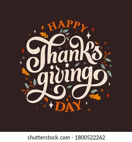 Vector Illustration Happy Thanksgiving Day Typography Vector Design For Greeting Cards And Poster On A Textural Background Design Template  CelebrationHappy Thanksgiving  Inscription Lettering