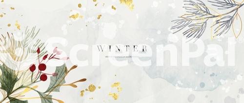 Winter Background Design  With Watercolor Brush Texture Flower And Botanical Leaves Watercolor Hand Drawing Abstract Art Wallpaper Design For Wall Arts Wedding And VIP Invite Card  Vector EPS10