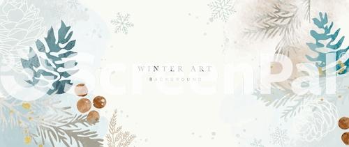 Winter Background Vector Hand Painted Watercolor And Gold Brush Texture Flower And Botanical Leaves Hand Drawing Abstract Art Design For Wallpaper Wall Arts Cover Wedding And  Invite Card  