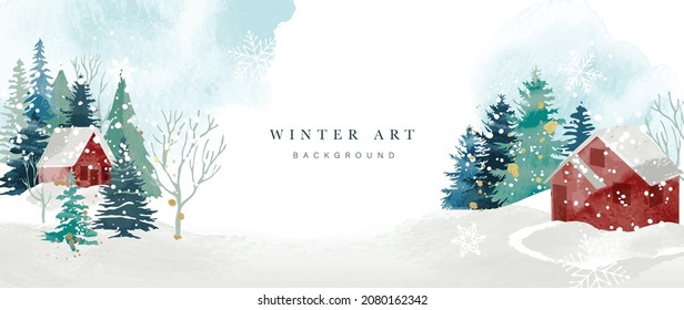 Winter Background Vector Hand Painted Watercolor Drawing For Christmas  And Happy New Year Season Background Design For Invitation Cards Social Post Ad Cover Sale Banner And Invitation