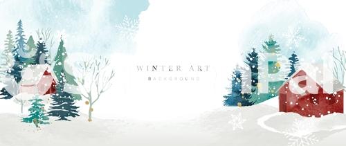 Winter Background Vector Hand Painted Watercolor Drawing For Christmas  And Happy New Year Season Background Design For Invitation Cards Social Post Ad Cover Sale Banner And Invitation