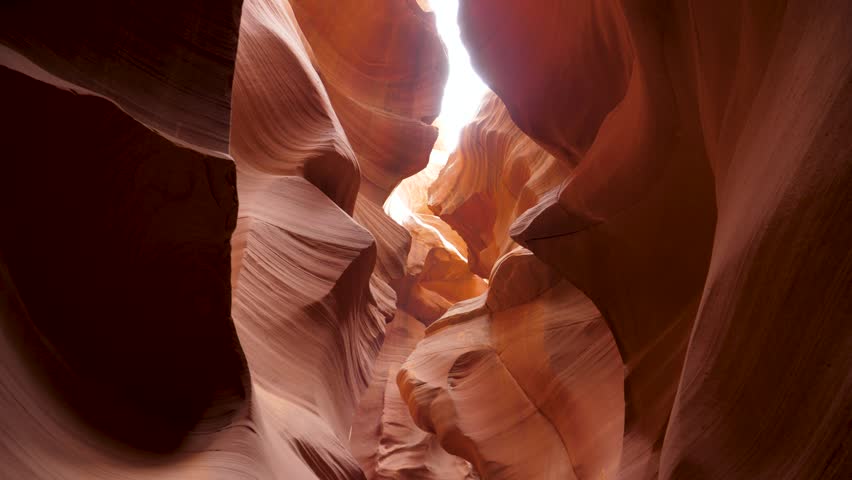 Movement On The Antelope Canyon With Wavy And Smooth Sandstone Walls Of Red Color Amazing Rock Formations Beautiful Place