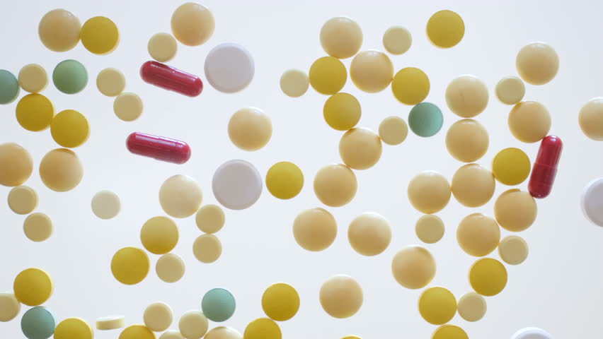 Healthcare And Medicine Close Up View Of Taking A Pill After Choosing Of Many Drugs And Tablets