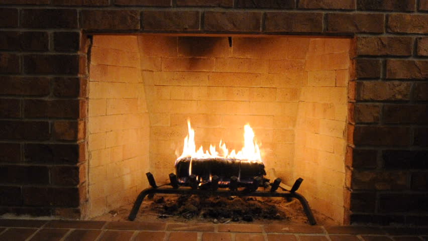 Brick Fireplace With Log Burning