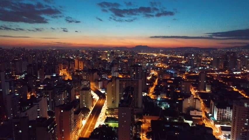 Cityscape Skyline Aerial View Of Sunset Skyline Sao Paulo City Brazil Sunset Scene City Landscape Business City Business Travel Colorful Sunset Colored Sky Dusk Skyline Sunset City Skyline