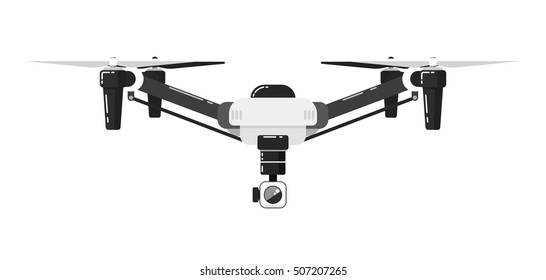 Drone Isolated On White Background Drone Photography And Drone Video Created Quadcopter With Camera