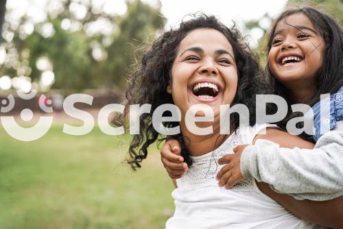 Happy Indian Mother Having Fun With Her Daughter Outdoor   Family And Love Concept   Focus On Mum Face