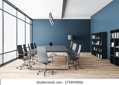 Luxury Meeting Room With Panoramic City View And  Daylight Presentation And Corporate Concept 3D Rendering