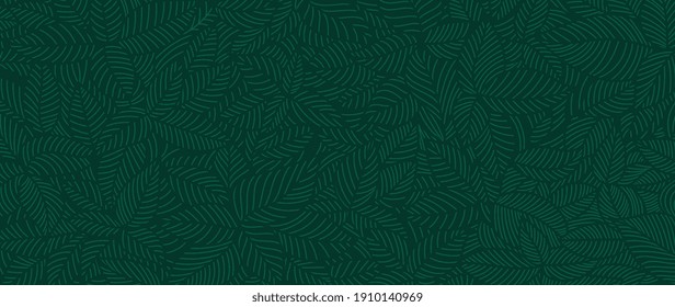 Luxury Nature Green Background Vector Floral Pattern Tropical Plant Line Arts Vector Illustration