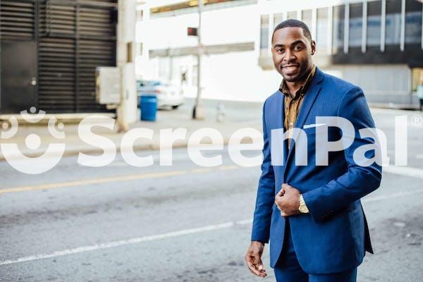 Man Wearing Blue Blazer