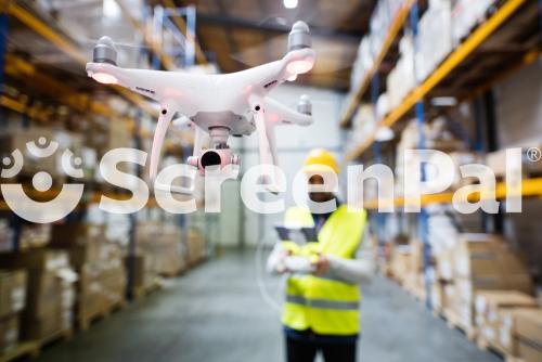 Man With Drone In A Warehouse