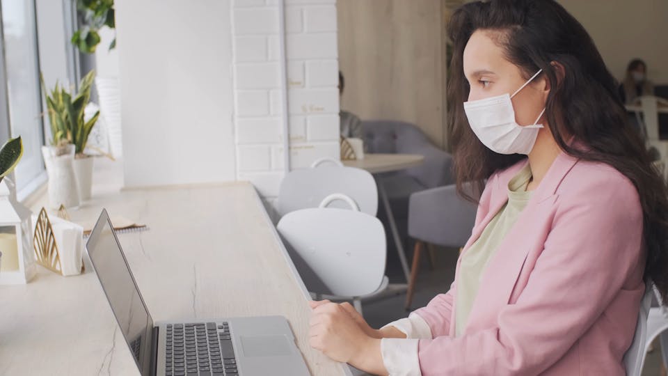 Woman Working Cafe Distance