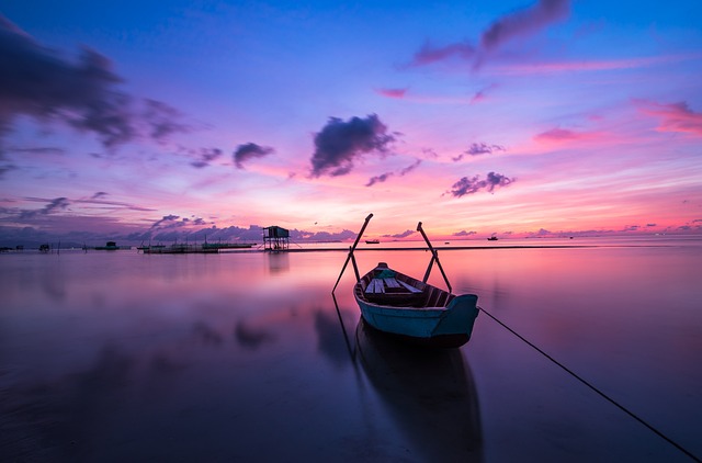 Sunrise Boat Rowing Nobody