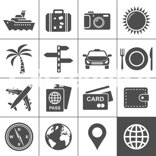 Travel And Tourism Icon Set Simplus Series Each Icon Is A Single Object Compound Path