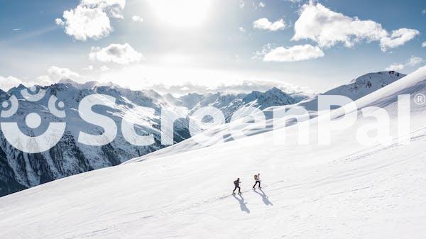 Two Man Hiking On Snow Mountain