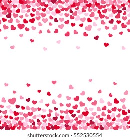 Vector White Background Decorating Of Falling Valentine Hearts Confetti Greeting Card Design For Those Who In Love And For Wedding Invitation